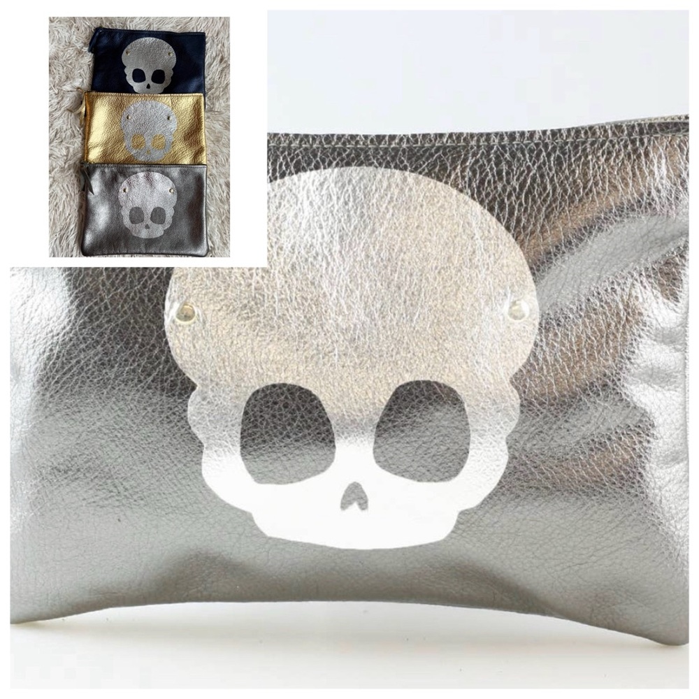 Genuine leather silver bag.